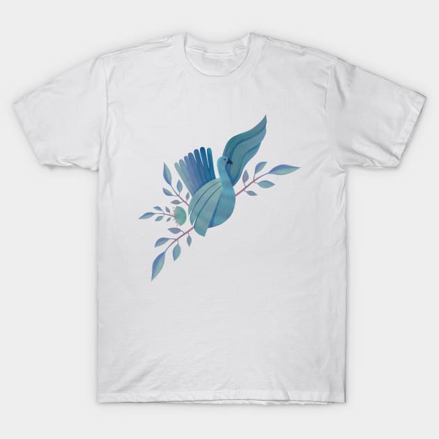 Cyan Bird T-Shirt by Blanquiurris